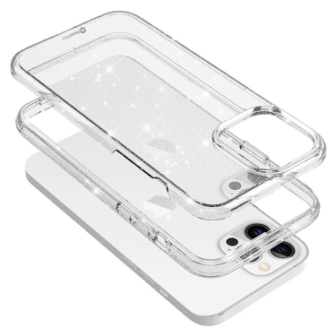 iPhone 14 Pro Max Heavy Duty Shiny Glitter Clear Case Cover - Scratch Resistant, Wireless Charging Compatible, Screen & Camera Lens Protection - Transparent